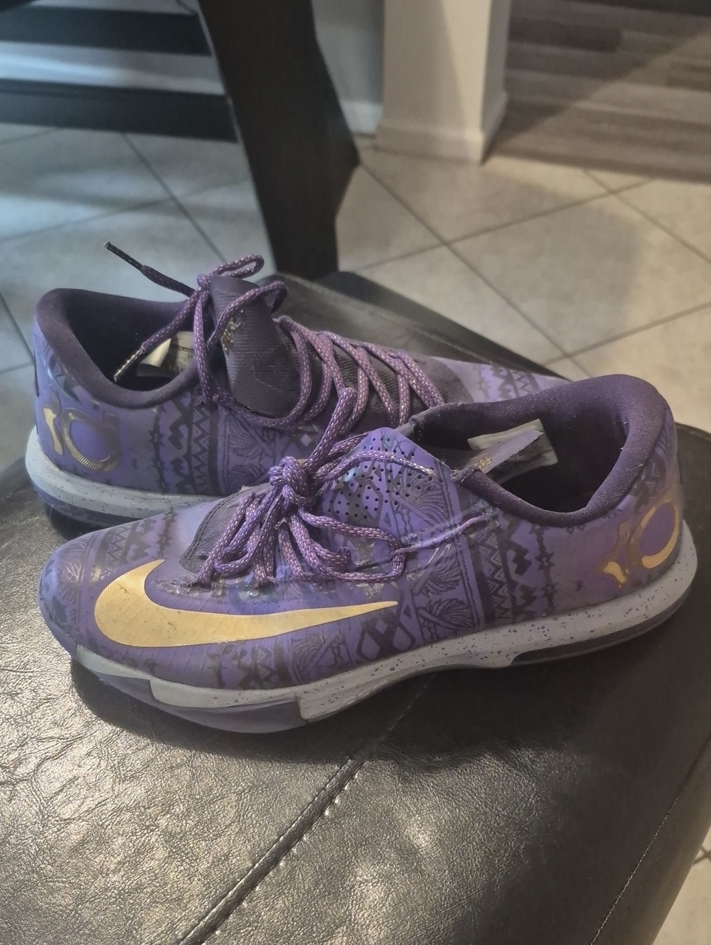 Nike Mens KD Purple and Gold Athletic Sneakers